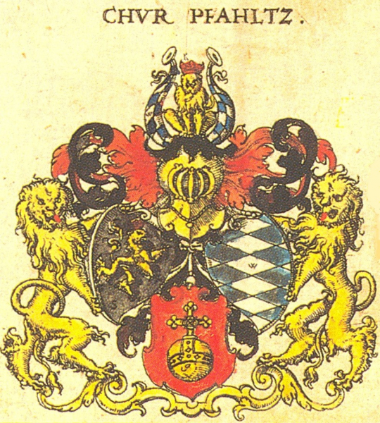 Wappen der Kurpfalz von Johann Siebmacher (1561-1611), aus Siebmachers Wappenbuch, Blatt 3, 1605