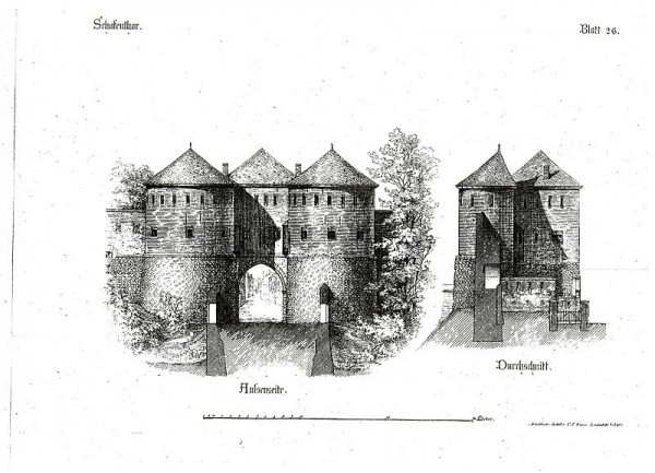 Abbildung der Kölner Torburgen und Befestigungen, ca. 1180-1882, aus: Kaiser, C. F.: Cölner Thorburgen und Befestigungen: 1180 - 1882, 1884