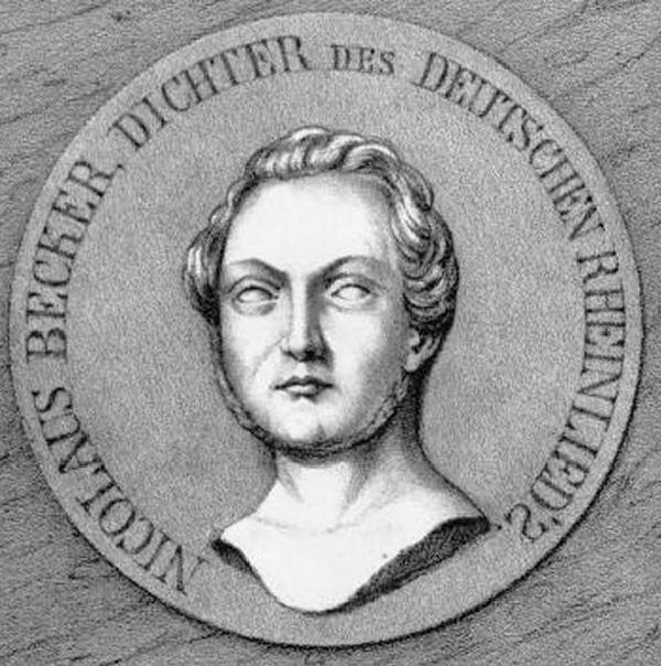Nikolaus Becker, Brustbild, Litographie von August Kneisel