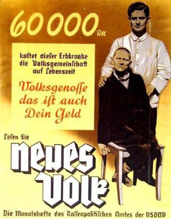 Propagandaplakat für Eugenik und Euthanasie, um 1938