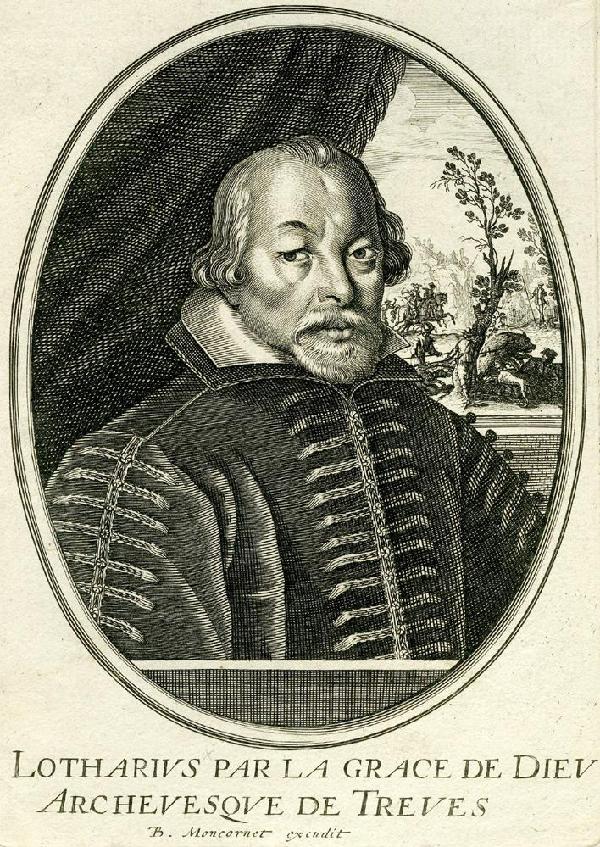 Erzbischof Lothar von Metternich, Porträt, Kupferstich von Balthasar Moncornet (um 1600-1668), um 1659