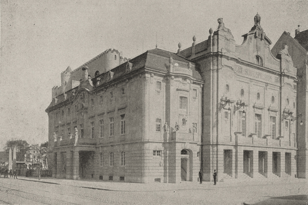 Schauspielhaus Düsseldorf, Hauptansicht, Ecke Carl-Theodor- und Kasernenstraße, 1905