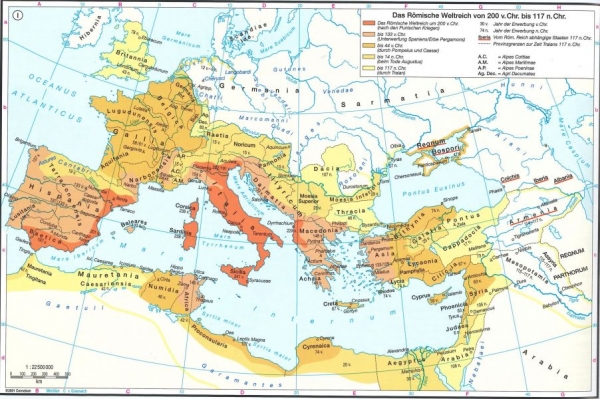 Das römische Weltreich von 200 v. Chr. bis 117 n. Chr. (Putzger, Atlas und Chronik zur Weltgeschichte, S. 46)