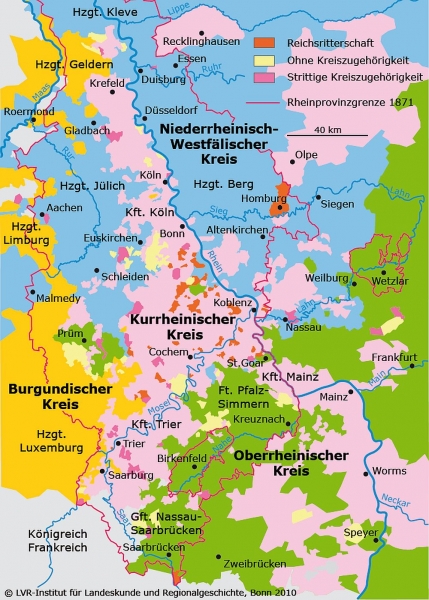 Kurrheinischer Kreis, Ausschnitt aus der Karte 'Reichskreise im Rheinland 1789', Bonn 2010