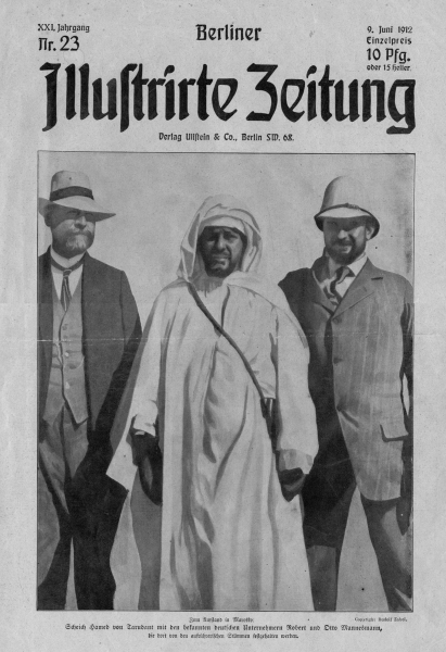 Otto und Robert Mannesmann mit Scheich Hamed von Tarudant in Marokko, 1912
