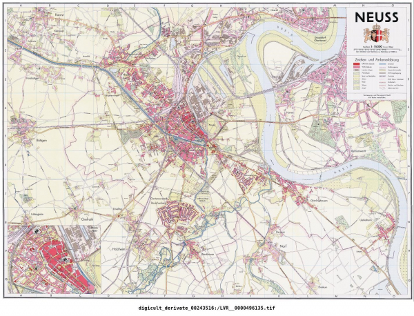 Stadtplan Neuss von 1957 im Verhältnis 1 : 15.000, Vermessungs- und Planungsamt Neuß