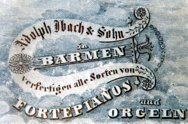 Werbeplakat der 1794 von Johann Adoplh Ibach gegründeten Werkstatt für Klavier- und Orgelbau