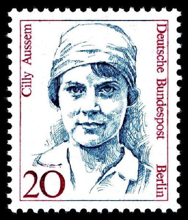 Cilly Aussem, Porträt auf einer Briefmarke aus der Serie 'Frauen der deutschen Geschichte', 1988
