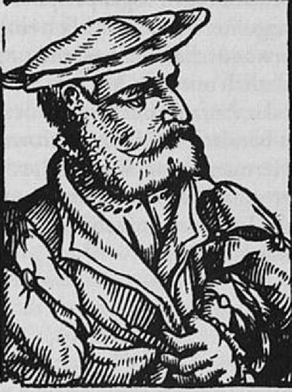 Gisbert Longolius, Holzschnitt aus der 'Prosopographia heroum atque illustrium virorum totius Germaniae' des Heinrich Pantaleon (1522-1595), 1565-66