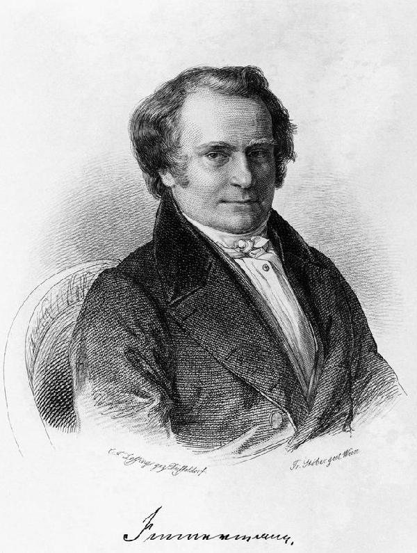 Karl Leberecht Immermann, Porträt. Kupferstich von Franz Xaver Stöber (1795-1858) nach einer Zeichnung von Carl Friedrich Lessing (1808-1880), um 1840