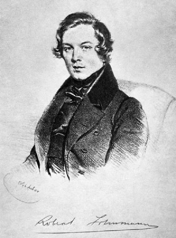 Schumann als Bräutigam, Porträt nach einer Zeichnung von Kriehuber(1800-1876), 1838