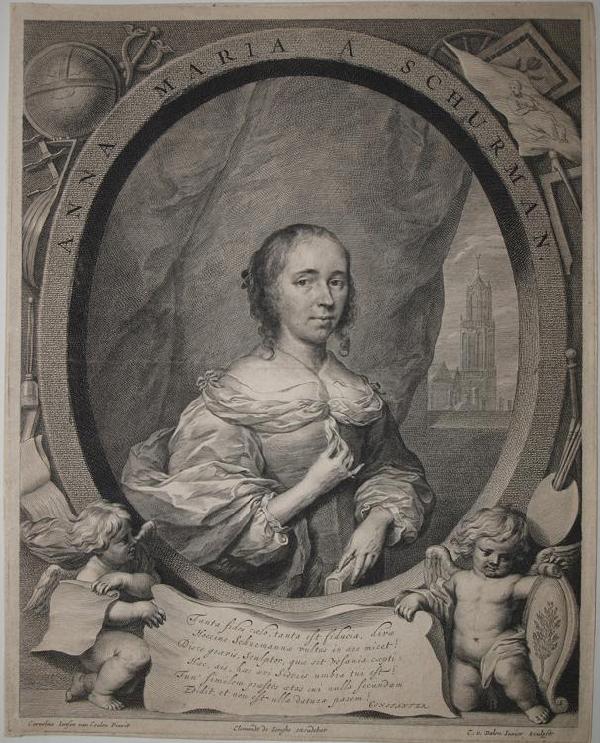Anna Maria van Schurmann. Kupferstich von C. van Dalen dem Jüngeren (1638- circa 1664) nach einer Zeichnung von Jonson van Ceulen dem Älteren (1593-1661)